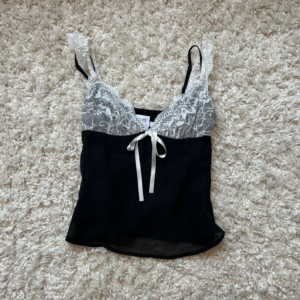 Black and White Lace Camisole